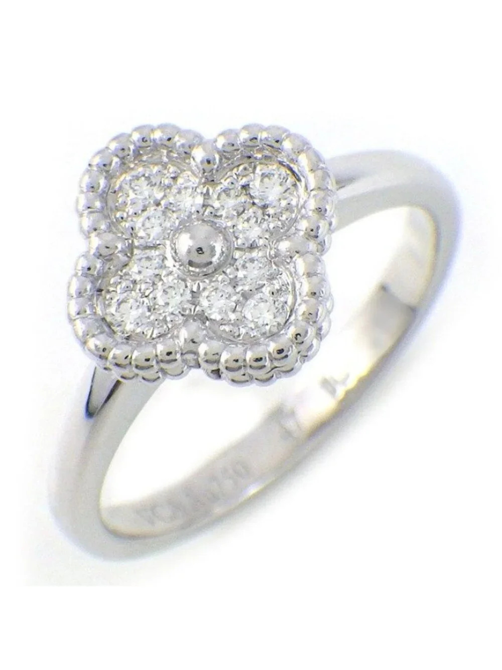 Van Cleef & Arpels Ring Sweet Alhambra Points Diamond Total 18k White Gold